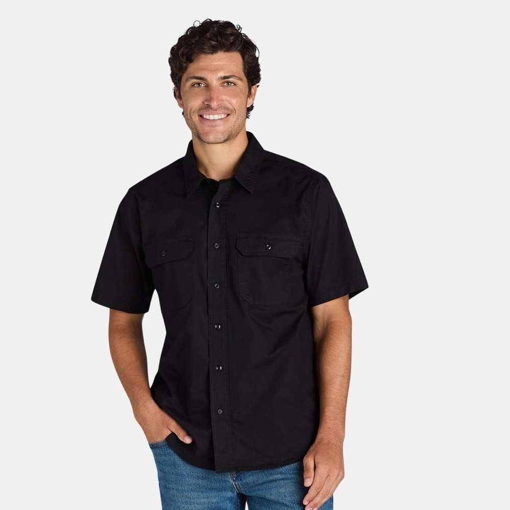 ❄️ Brahma | Men's Ripstop Shirt with Short Sleeves Medium Black Soot